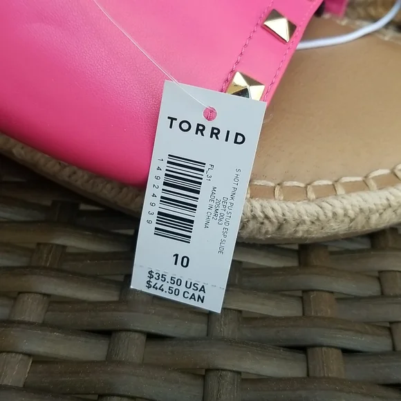 Torrid Hot Pink espadrille Slides Size 10 - Picture 8 of 8
